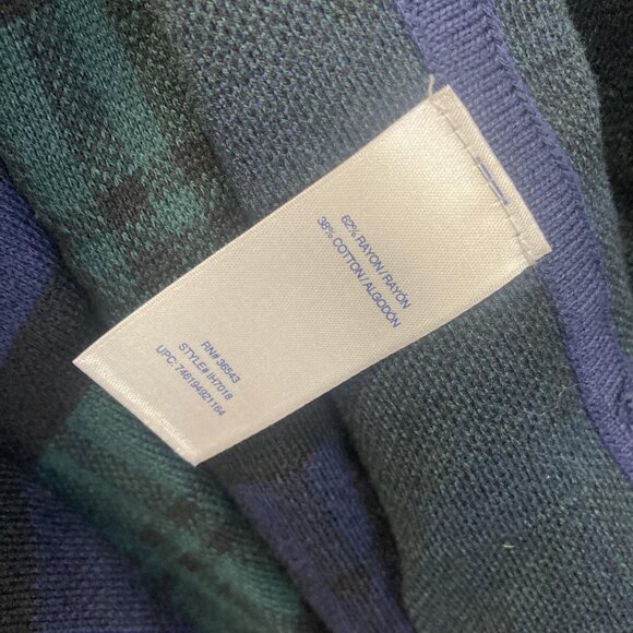 NWT Izod Poncho Sweater Womens XXL Blue Green Plaid Peacoat Wrap 2XL Cape - Picture 10 of 14